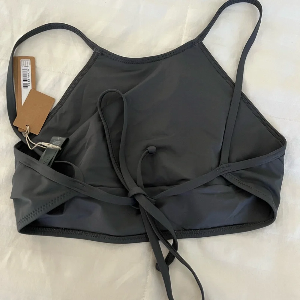 NWT Skims High Neck Swim Top Gunmetal Grey Large